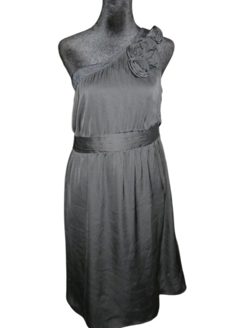 Tevolio Black Rose Embellished one shoulder formal Bridesmaid dress size 8